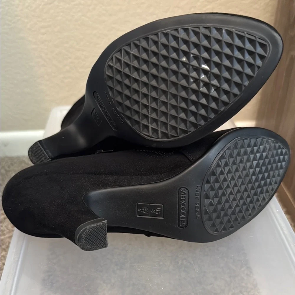 Like New - AEROSOLES Black Heeled Boots with Metallic Accents - Picture 5 of 5